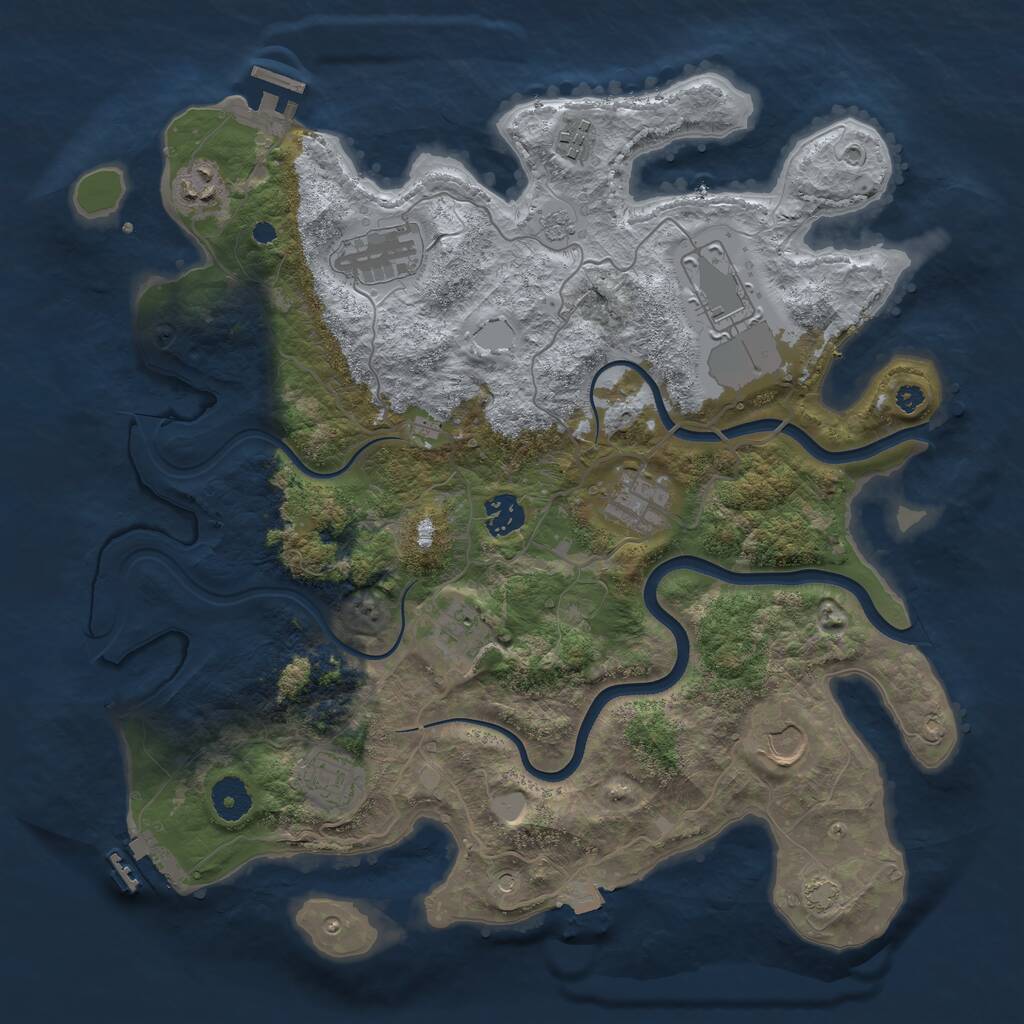 Rust Map: Procedural Map, Size: 3750, Seed: 755010561, 15 Monuments
