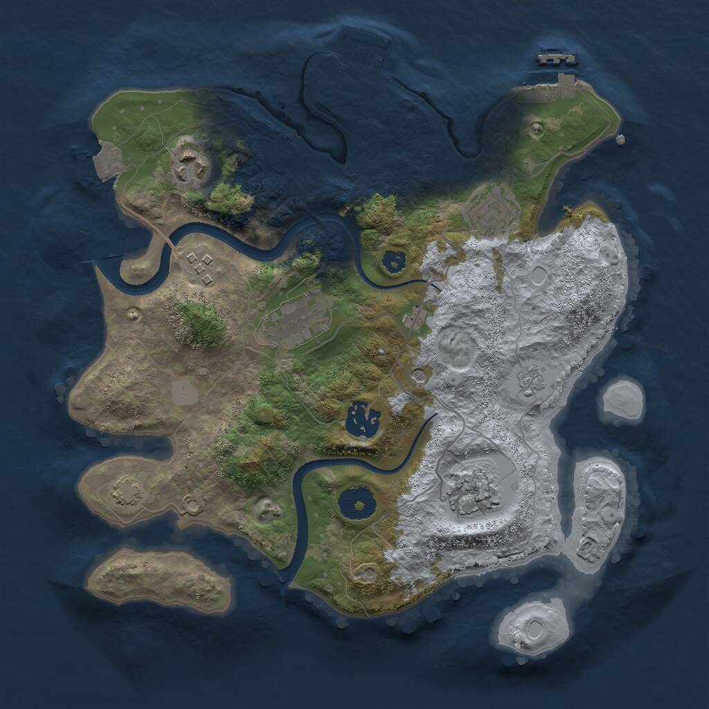 Rust Map: Procedural Map, Size: 3000, Seed: 813324, 12 Monuments