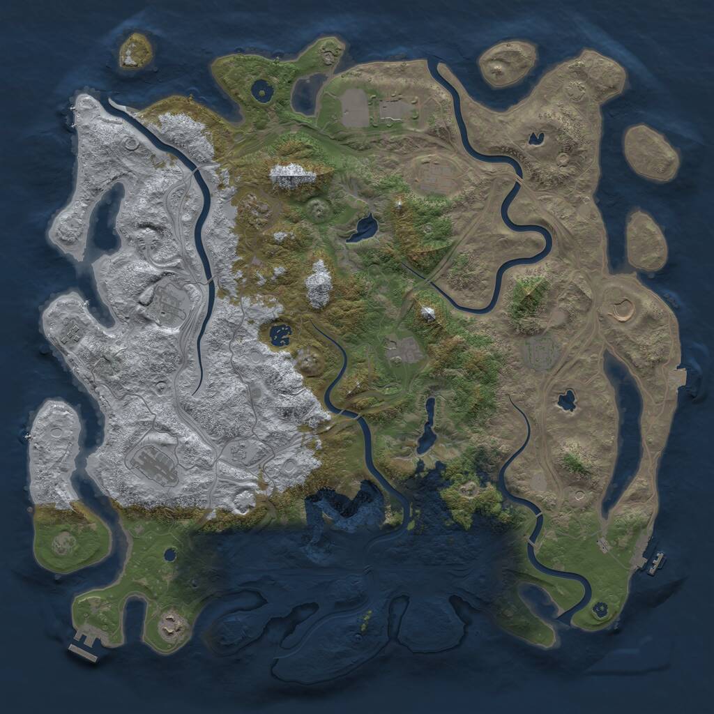 Rust Map: Procedural Map, Size: 4800, Seed: 909001302, 17 Monuments
