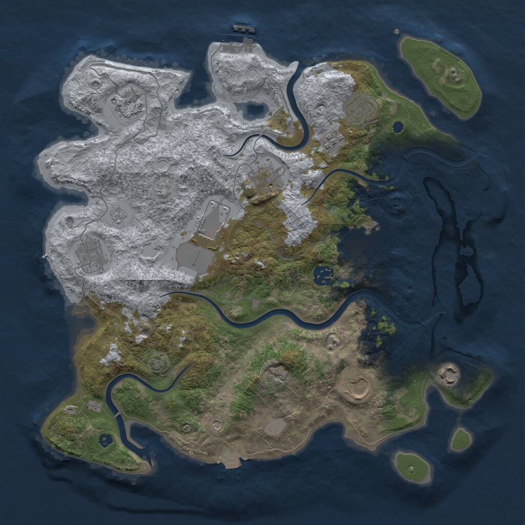 Rust Map: Procedural Map, Size: 3800, Seed: 658230001, 16 Monuments