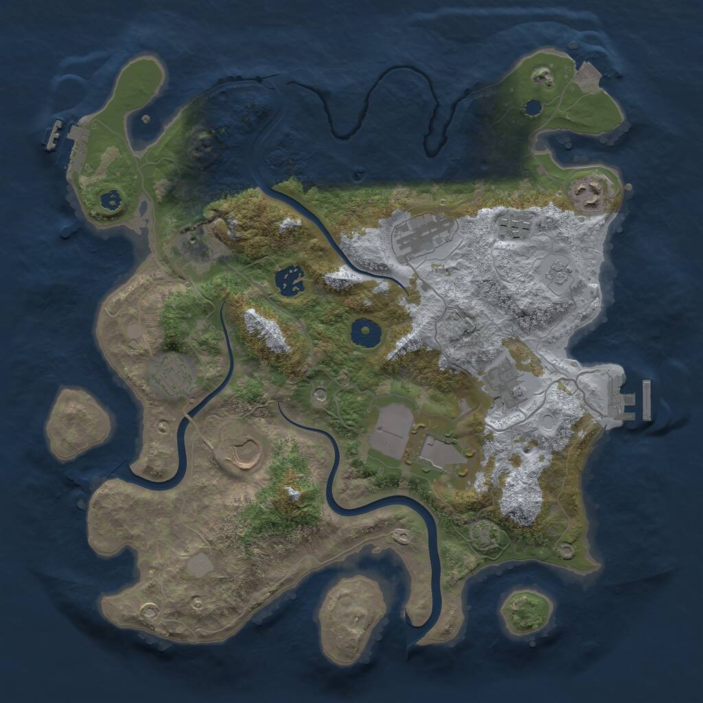 Rust Map: Procedural Map, Size: 3500, Seed: 1117977310, 15 Monuments