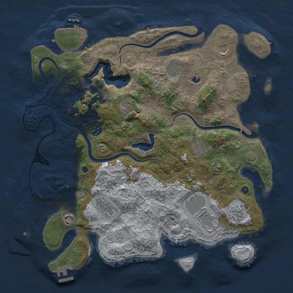 Rust Map: Procedural Map, Size: 4000, Seed: 952516106, 16 Monuments