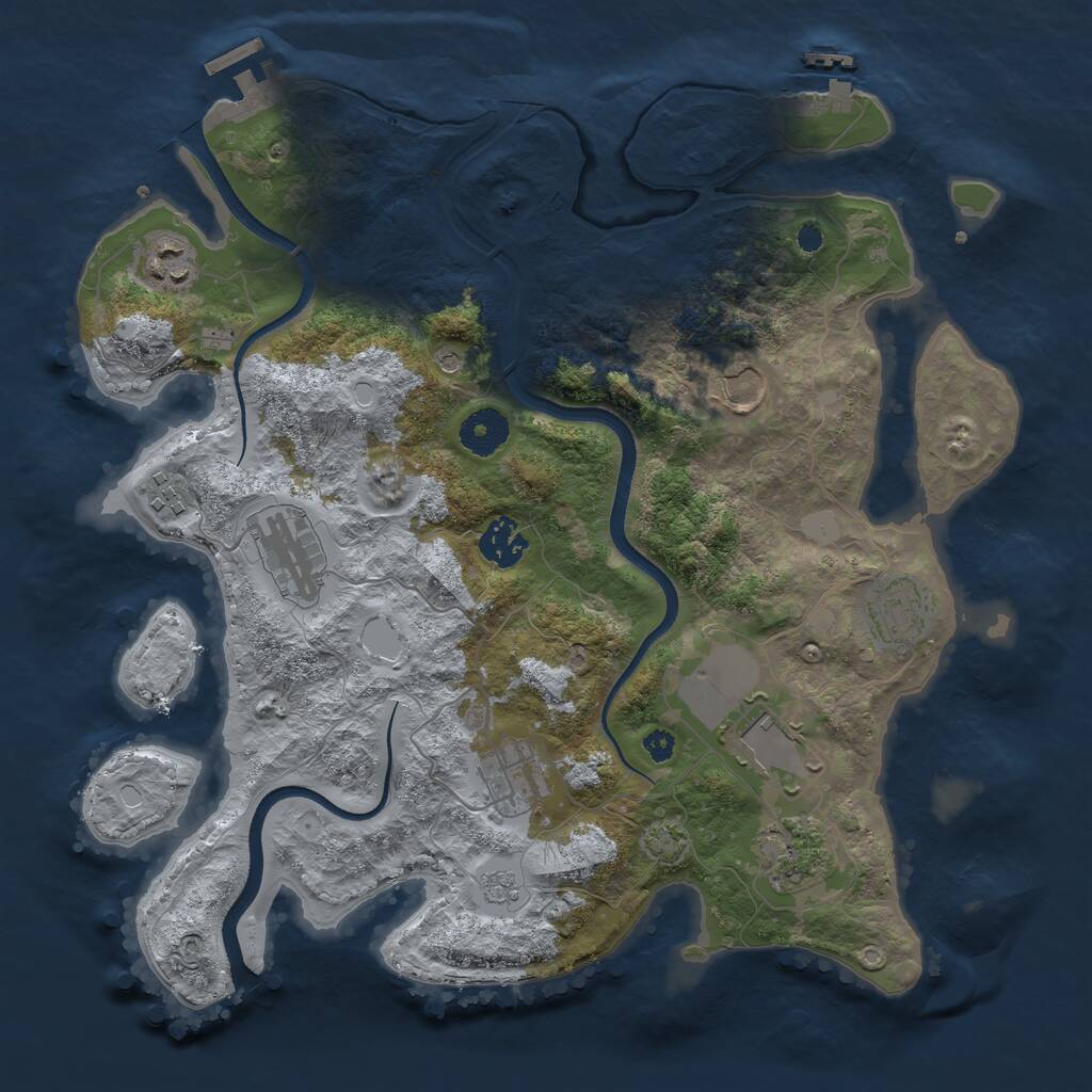 Rust Map: Procedural Map, Size: 3500, Seed: 716262658, 15 Monuments