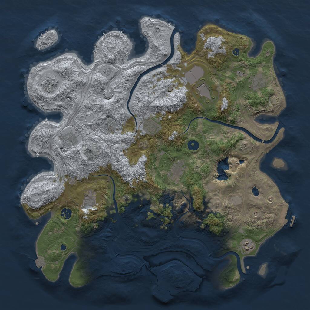 Rust Map: Procedural Map, Size: 4250, Seed: 1841107351, 16 Monuments