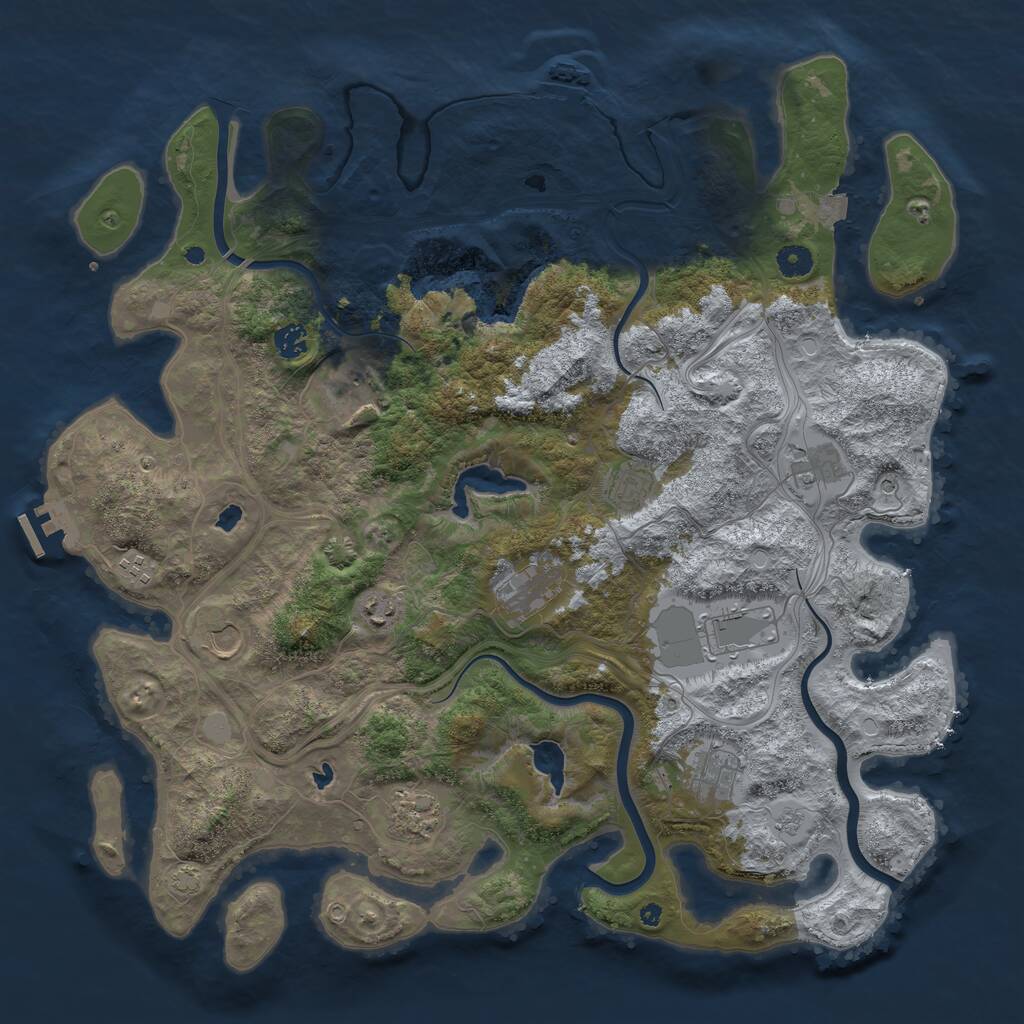 Rust Map: Procedural Map, Size: 4500, Seed: 618580120, 17 Monuments