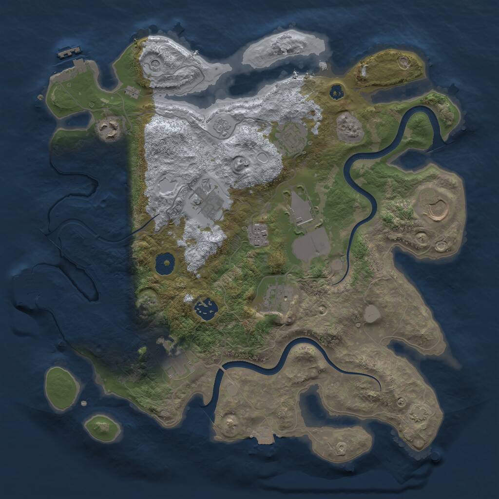 Rust Map: Procedural Map, Size: 3500, Seed: 1101890191, 15 Monuments