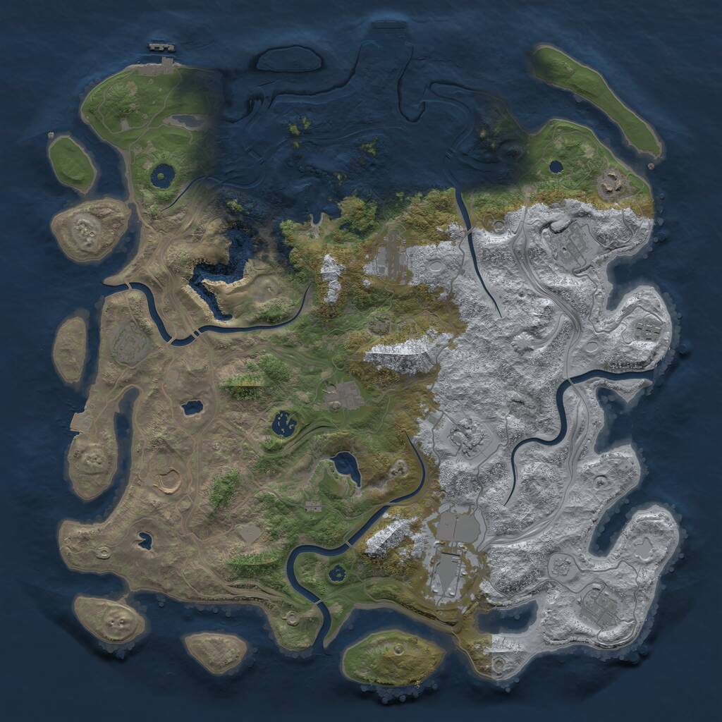 Rust Map: Procedural Map, Size: 4500, Seed: 701731538, 17 Monuments