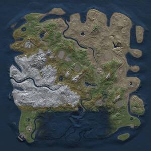 Thumbnail Rust Map: Procedural Map, Size: 5000, Seed: 1069658367, 17 Monuments