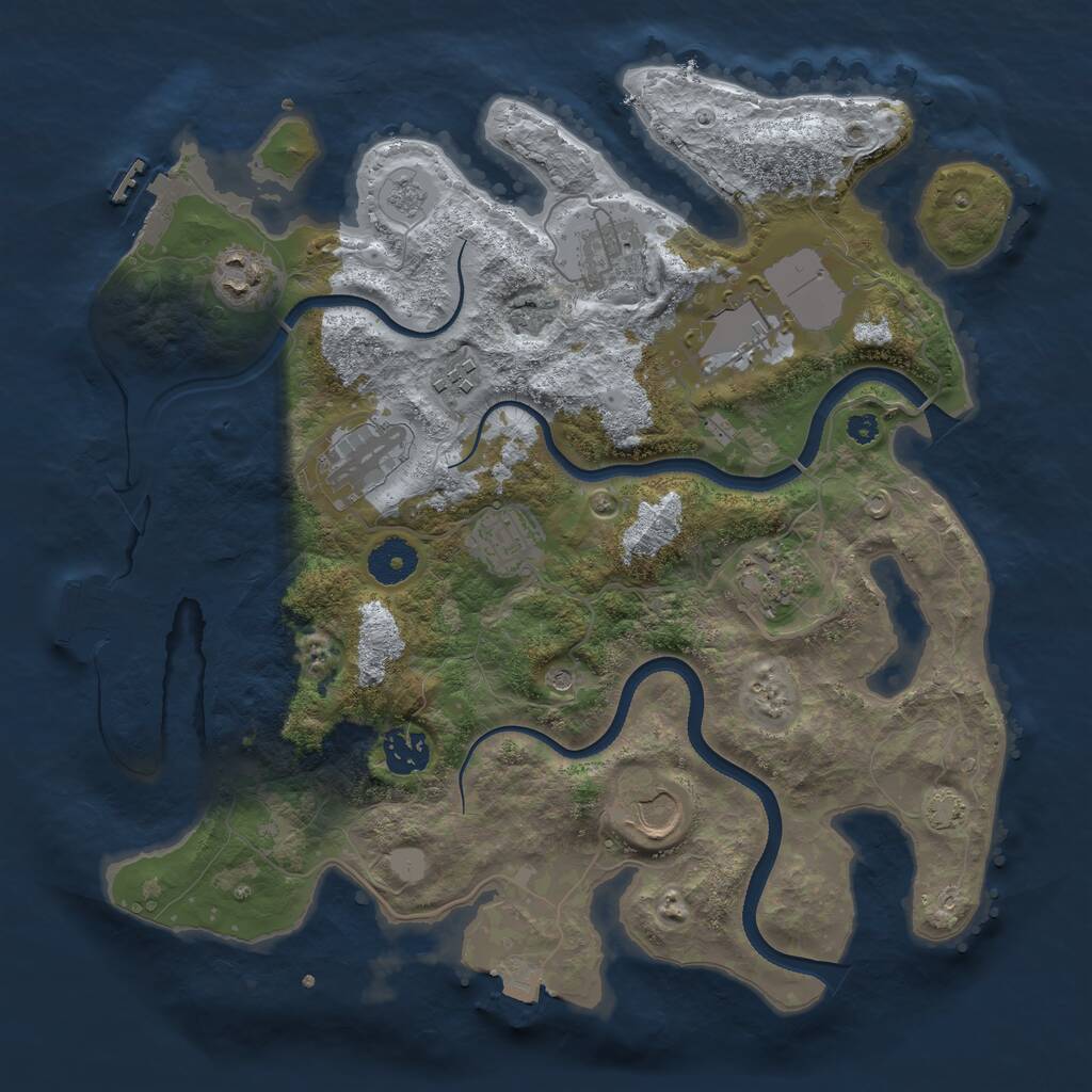 Rust Map: Procedural Map, Size: 3500, Seed: 1363199444, 15 Monuments