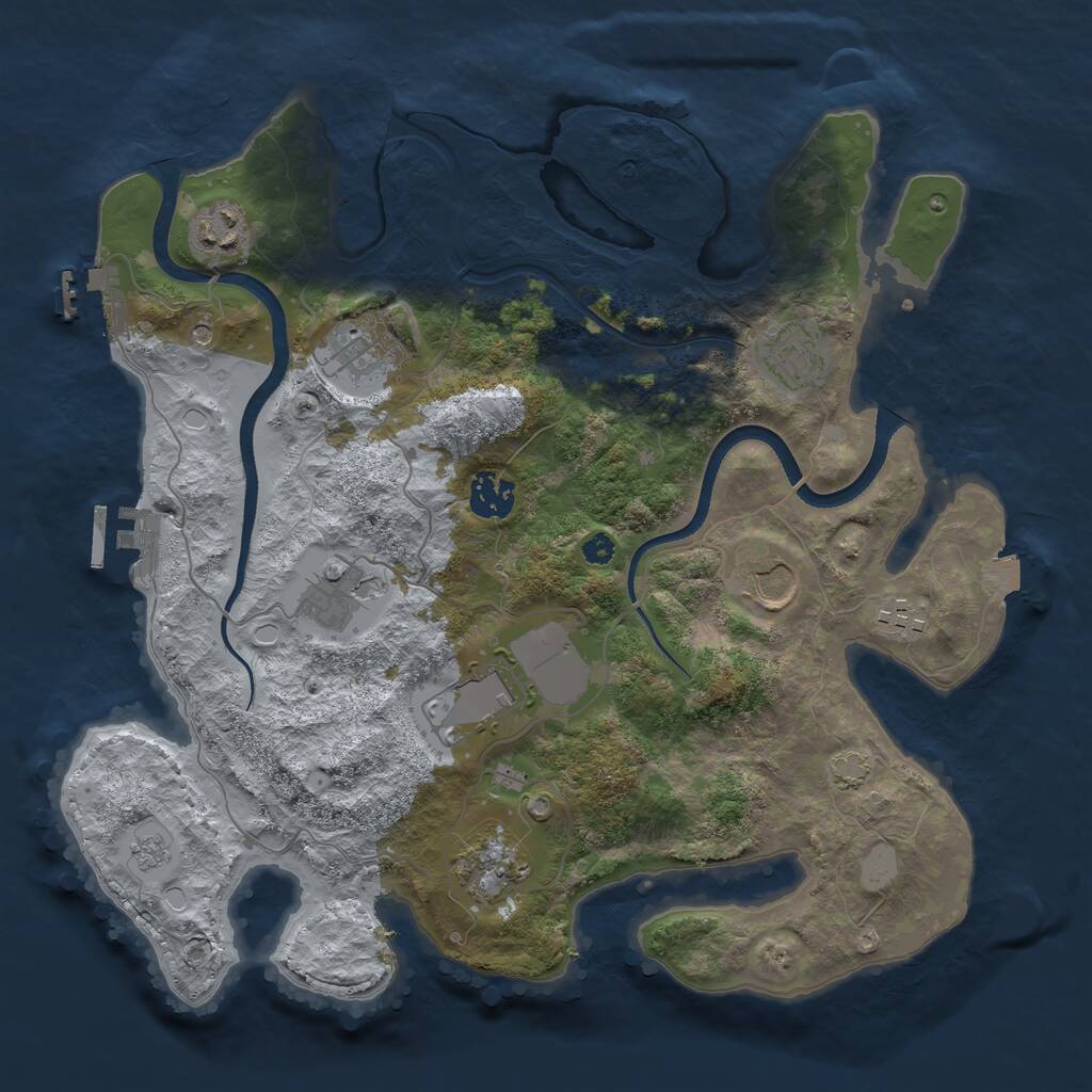 Rust Map: Procedural Map, Size: 3500, Seed: 763206348, 15 Monuments