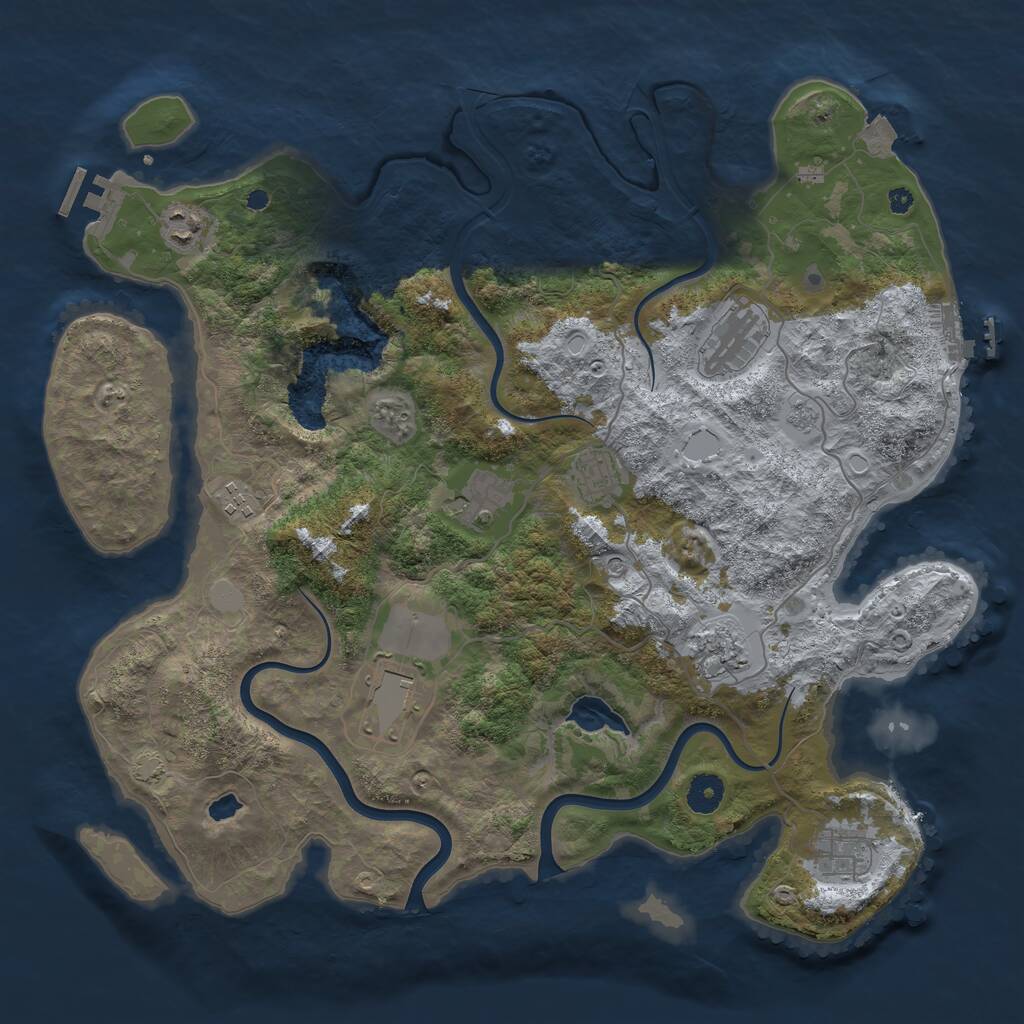 Rust Map: Procedural Map, Size: 4000, Seed: 2083049145, 14 Monuments