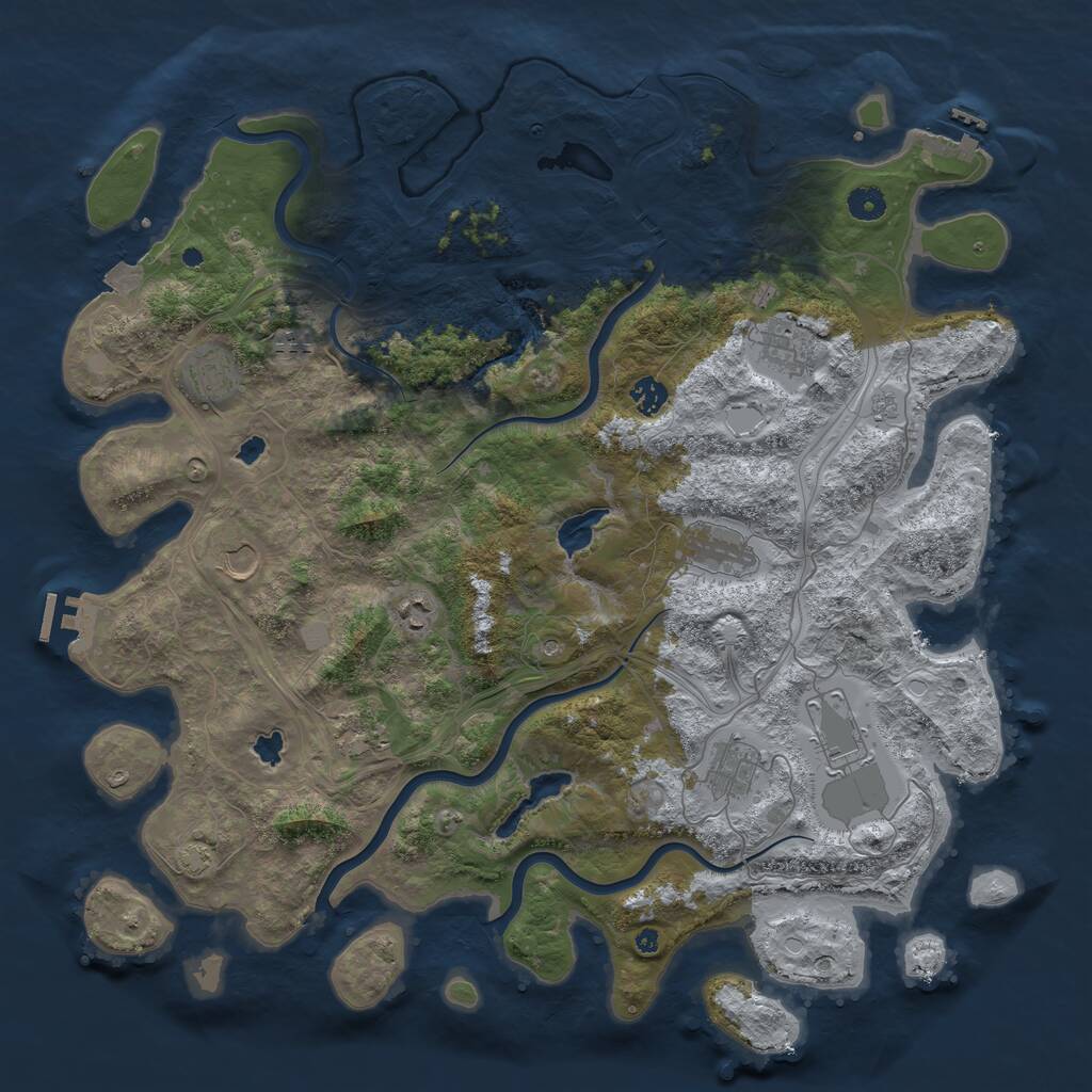 Rust Map: Procedural Map, Size: 4500, Seed: 626085066, 16 Monuments