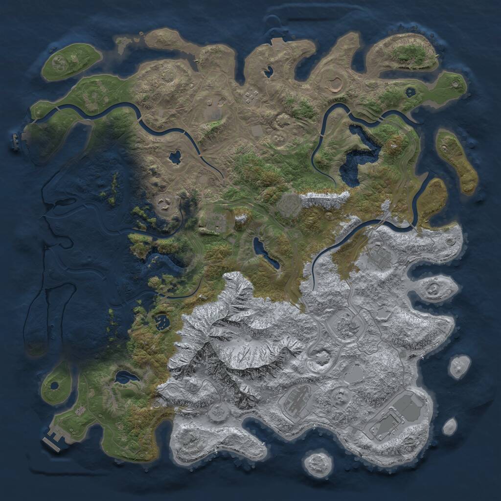 Rust Map: Procedural Map, Size: 5000, Seed: 740277476, 17 Monuments