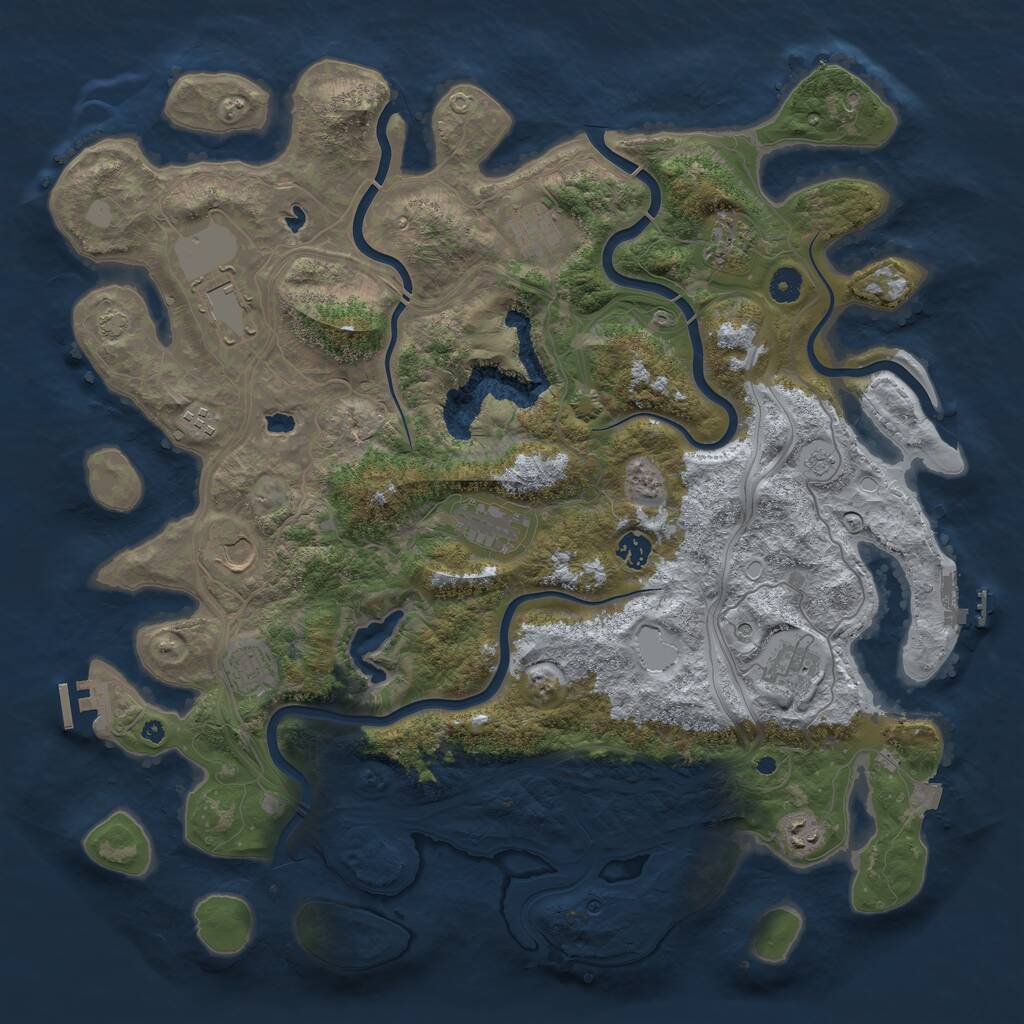 Rust Map: Procedural Map, Size: 4500, Seed: 60512144, 16 Monuments