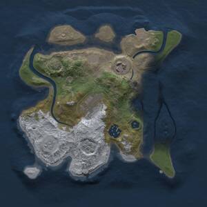 Thumbnail Rust Map: Procedural Map, Size: 2500, Seed: 1056412262, 7 Monuments