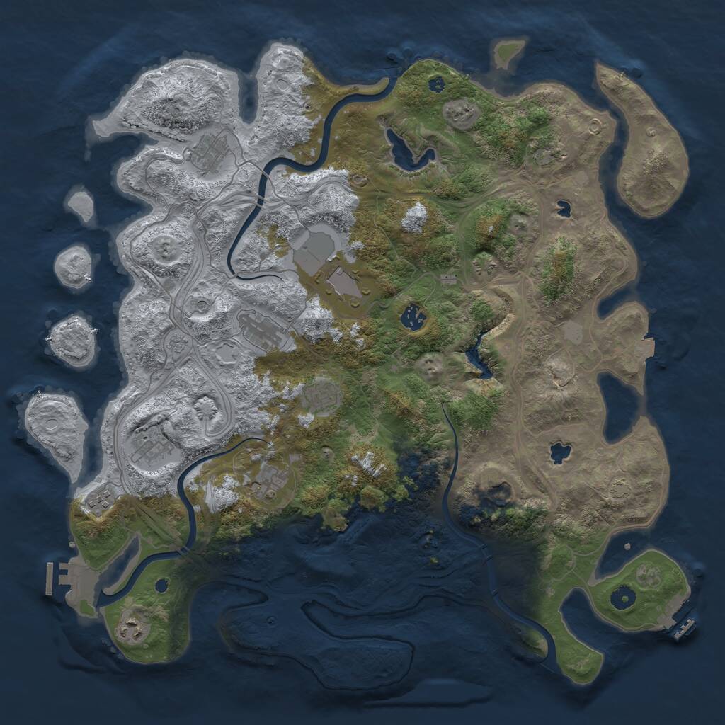 Rust Map: Procedural Map, Size: 4500, Seed: 353687443, 17 Monuments