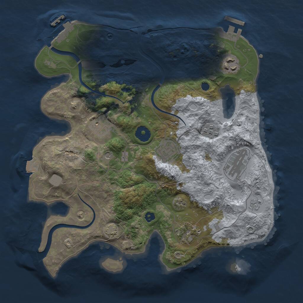 Rust Map: Procedural Map, Size: 3000, Seed: 323453031, 12 Monuments