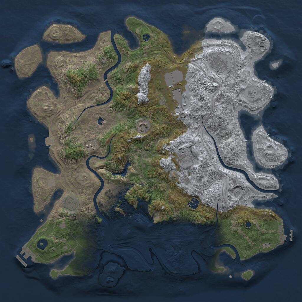 Rust Map: Procedural Map, Size: 4250, Seed: 877411394, 13 Monuments