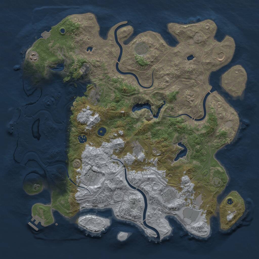 Rust Map: Procedural Map, Size: 4500, Seed: 838094223, 17 Monuments