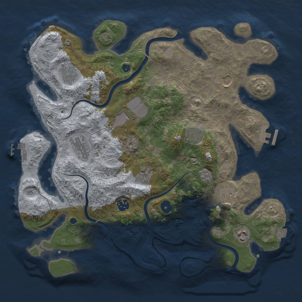 Rust Map: Procedural Map, Size: 3800, Seed: 958309232, 16 Monuments