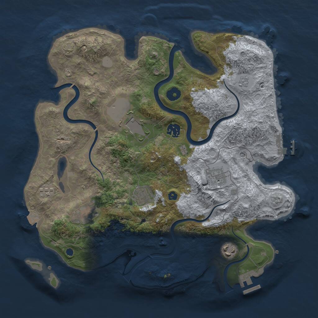 Rust Map: Procedural Map, Size: 3500, Seed: 2105136063, 13 Monuments