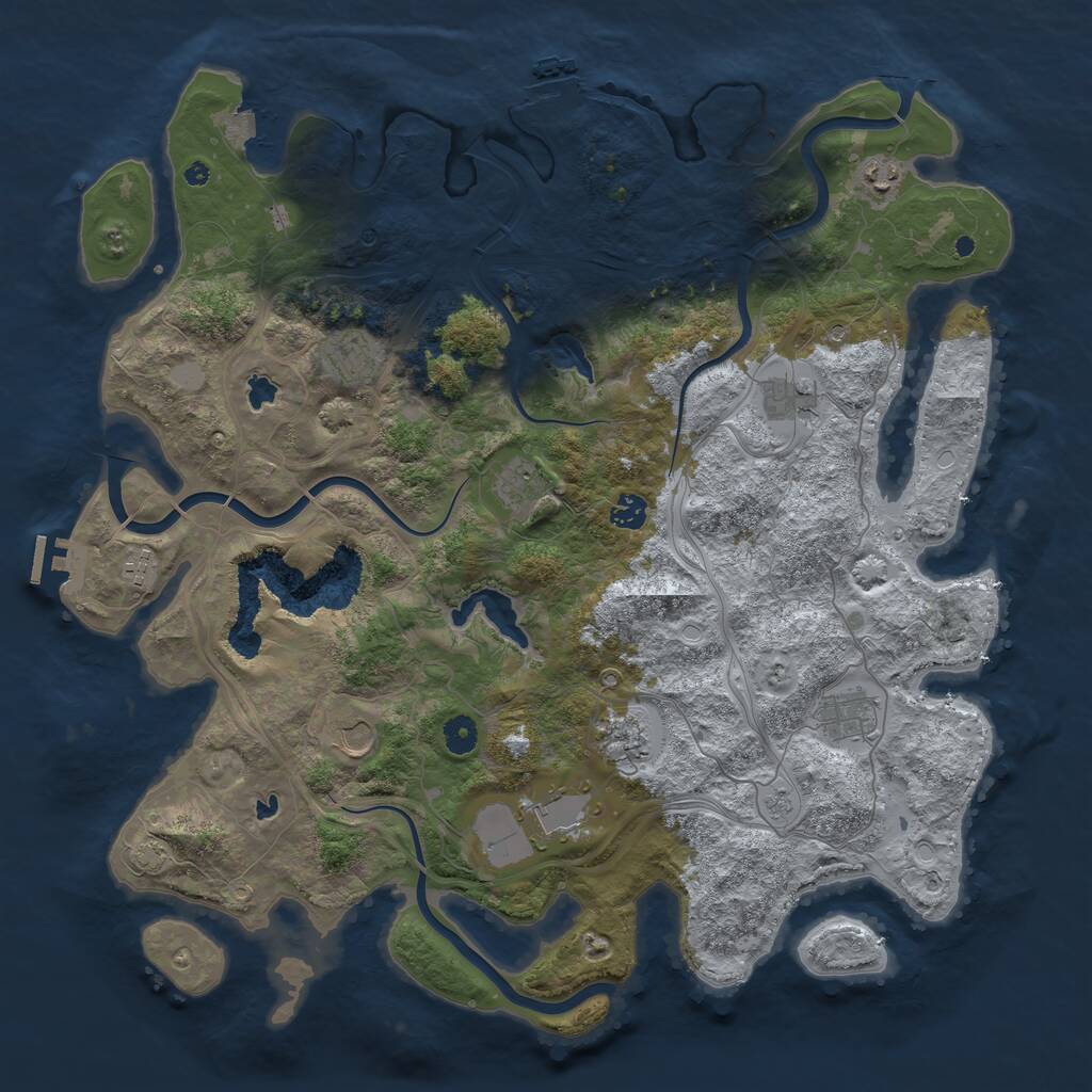 Rust Map: Procedural Map, Size: 4500, Seed: 537023397, 16 Monuments