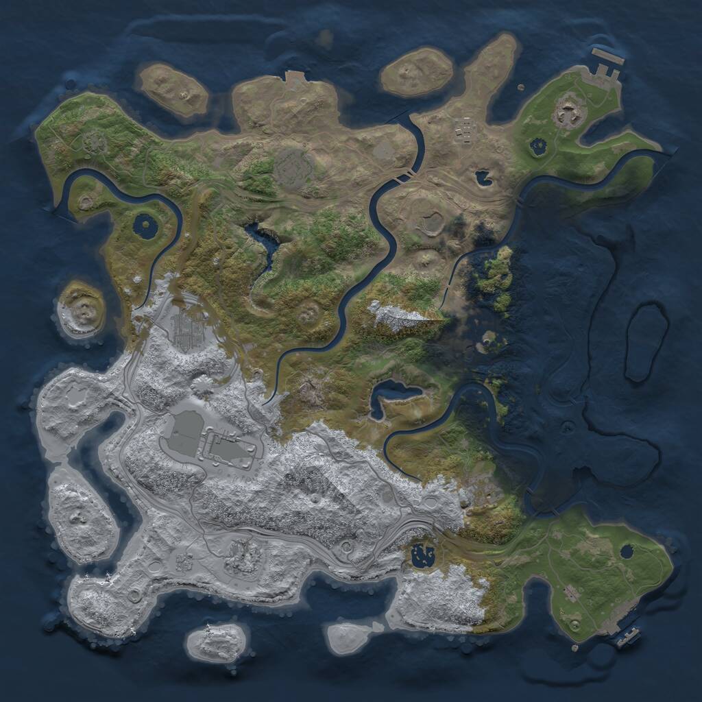 Rust Map: Procedural Map, Size: 4250, Seed: 1190901454, 16 Monuments