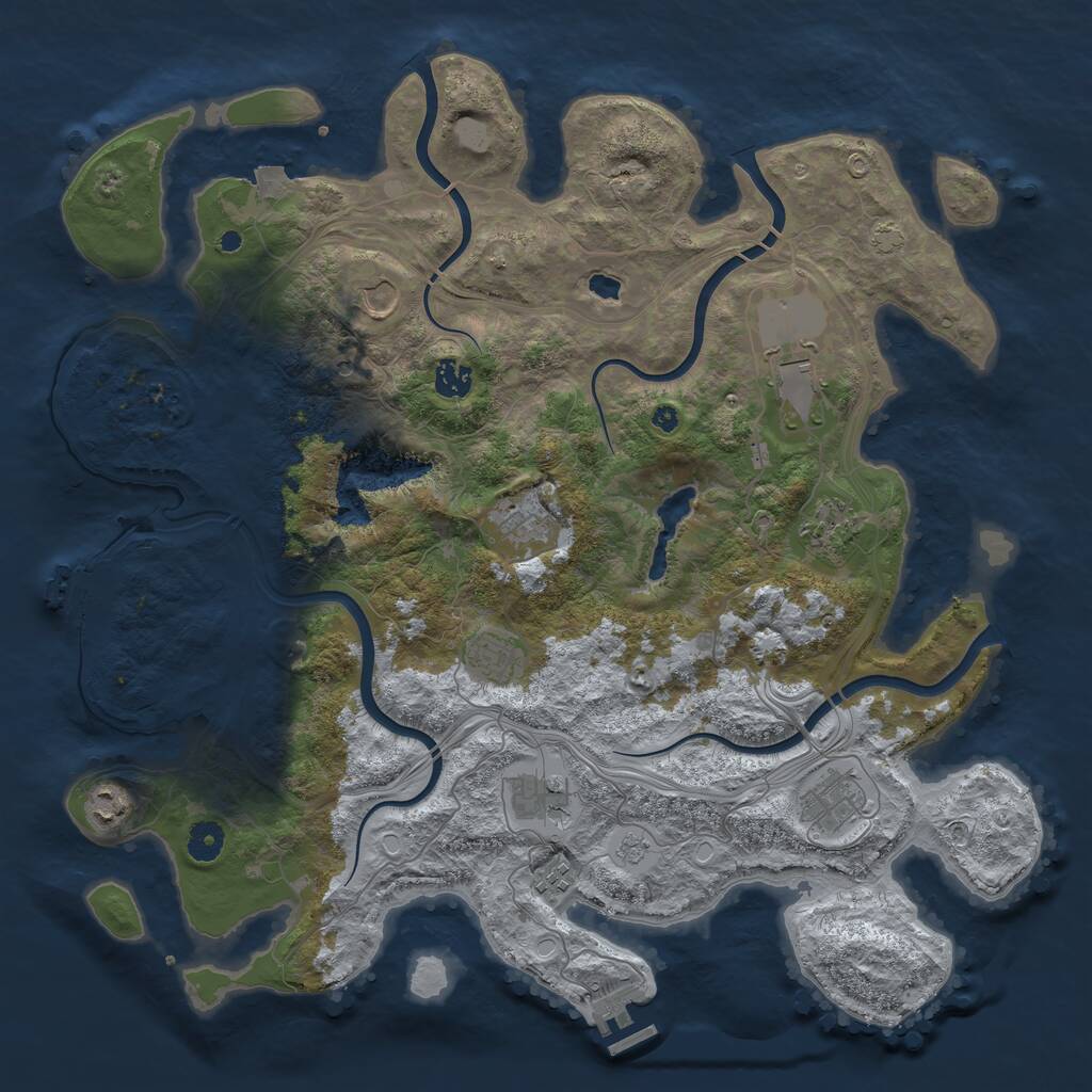 Rust Map: Procedural Map, Size: 4250, Seed: 91966647, 16 Monuments