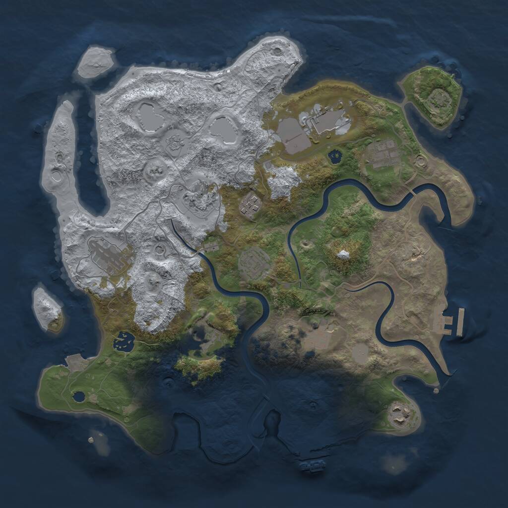 Rust Map: Procedural Map, Size: 3650, Seed: 48208760, 16 Monuments