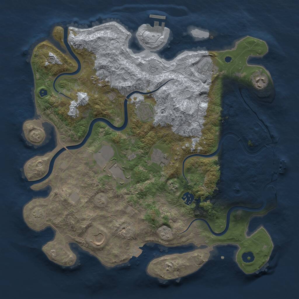 Rust Map: Procedural Map, Size: 3750, Seed: 642615271, 15 Monuments