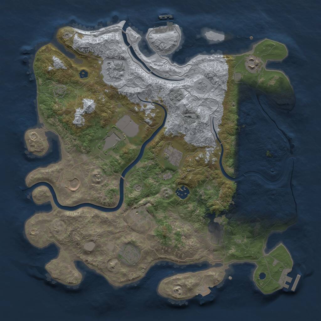 Rust Map: Procedural Map, Size: 3750, Seed: 642615271, 16 Monuments