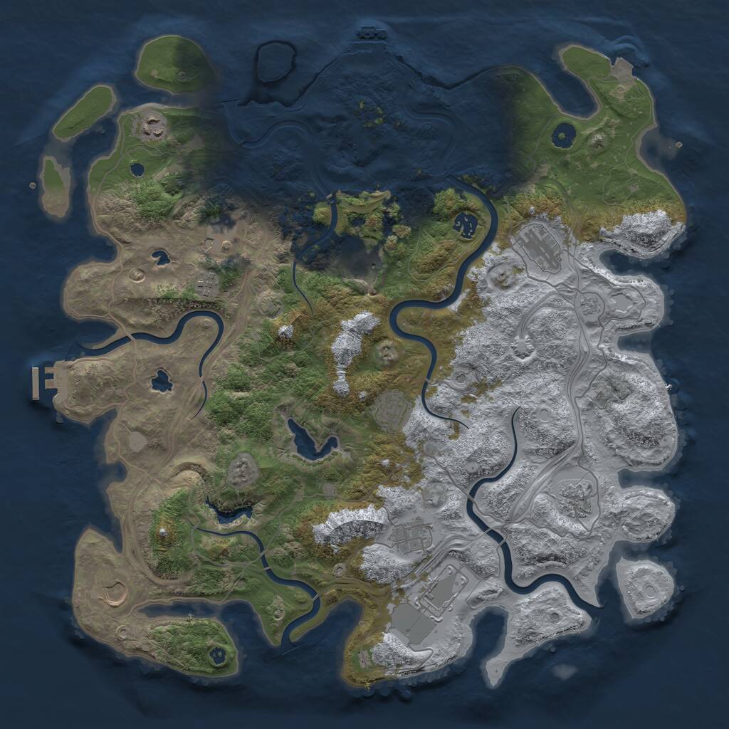 Rust Map: Procedural Map, Size: 4500, Seed: 1354816608, 17 Monuments