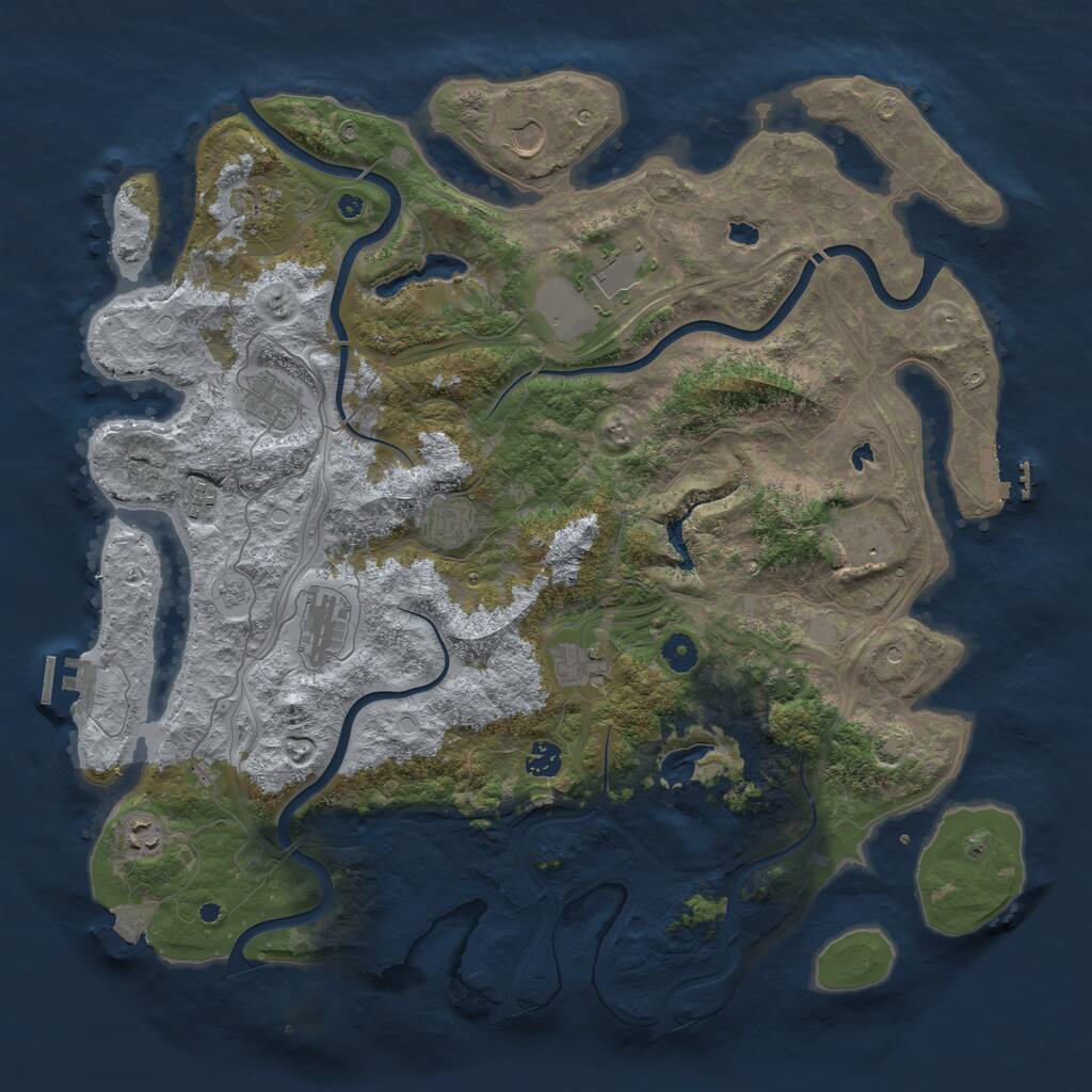 Rust Map: Procedural Map, Size: 4500, Seed: 811475508, 17 Monuments
