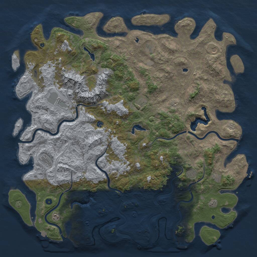 Rust Map: Procedural Map, Size: 6000, Seed: 942398488, 17 Monuments