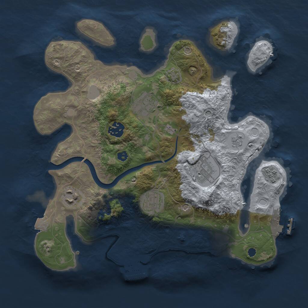 Rust Map: Procedural Map, Size: 3000, Seed: 847391, 12 Monuments