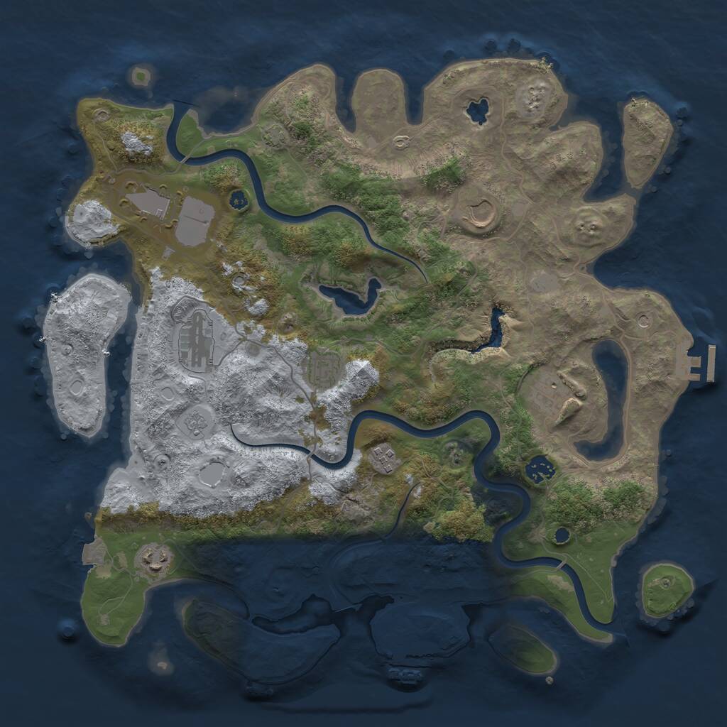 Rust Map: Procedural Map, Size: 4000, Seed: 1915553858, 14 Monuments