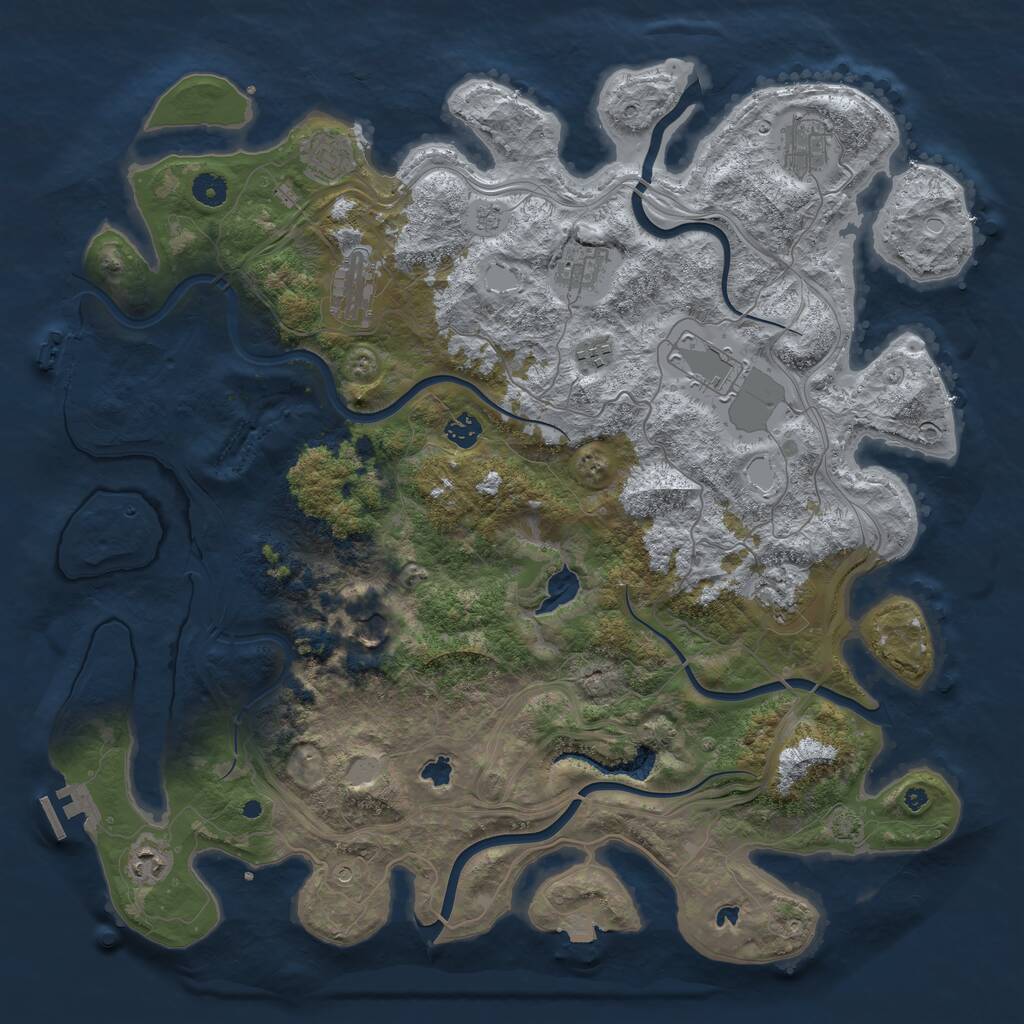 Rust Map: Procedural Map, Size: 4500, Seed: 1855557253, 16 Monuments
