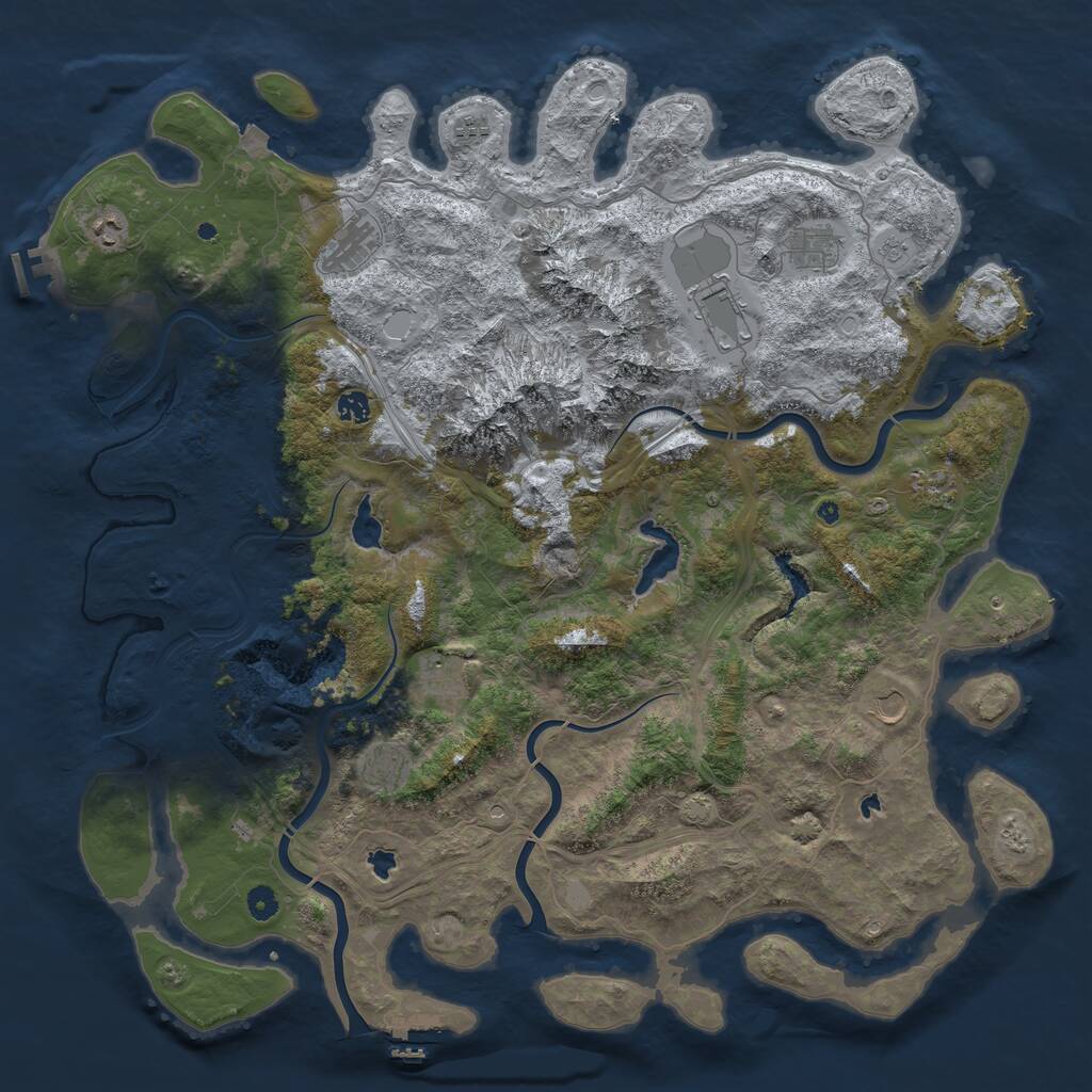Rust Map: Procedural Map, Size: 5000, Seed: 532822225, 16 Monuments