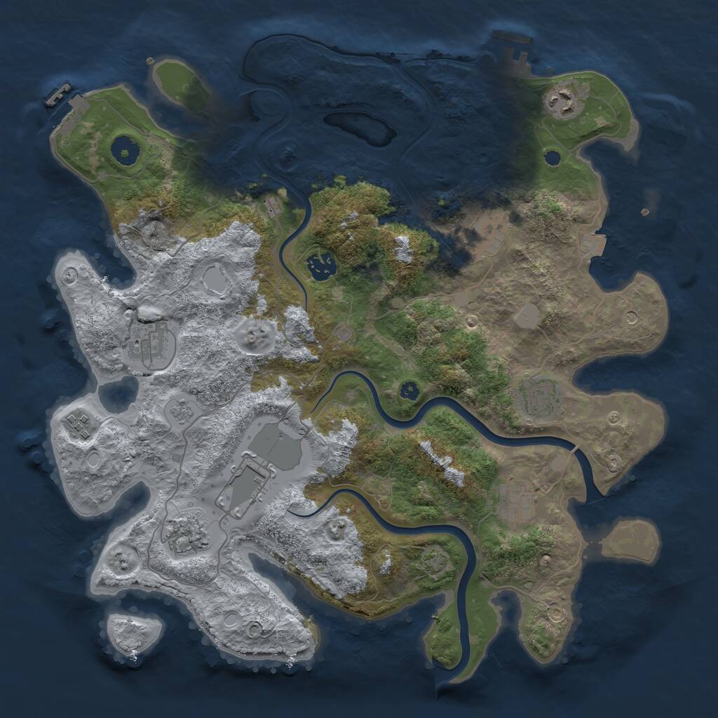 Rust Map: Procedural Map, Size: 3800, Seed: 1088484055, 15 Monuments