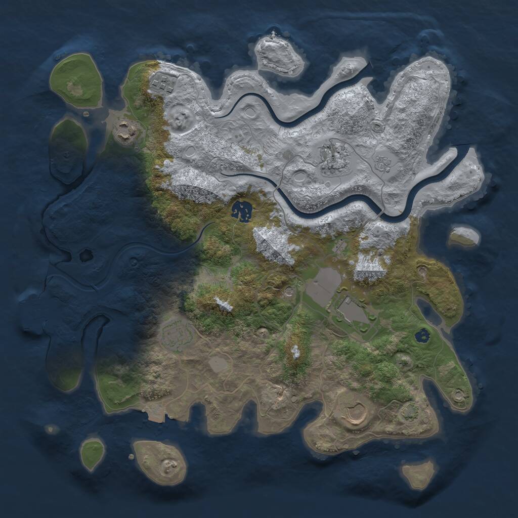 Rust Map: Procedural Map, Size: 3600, Seed: 1533180893, 12 Monuments