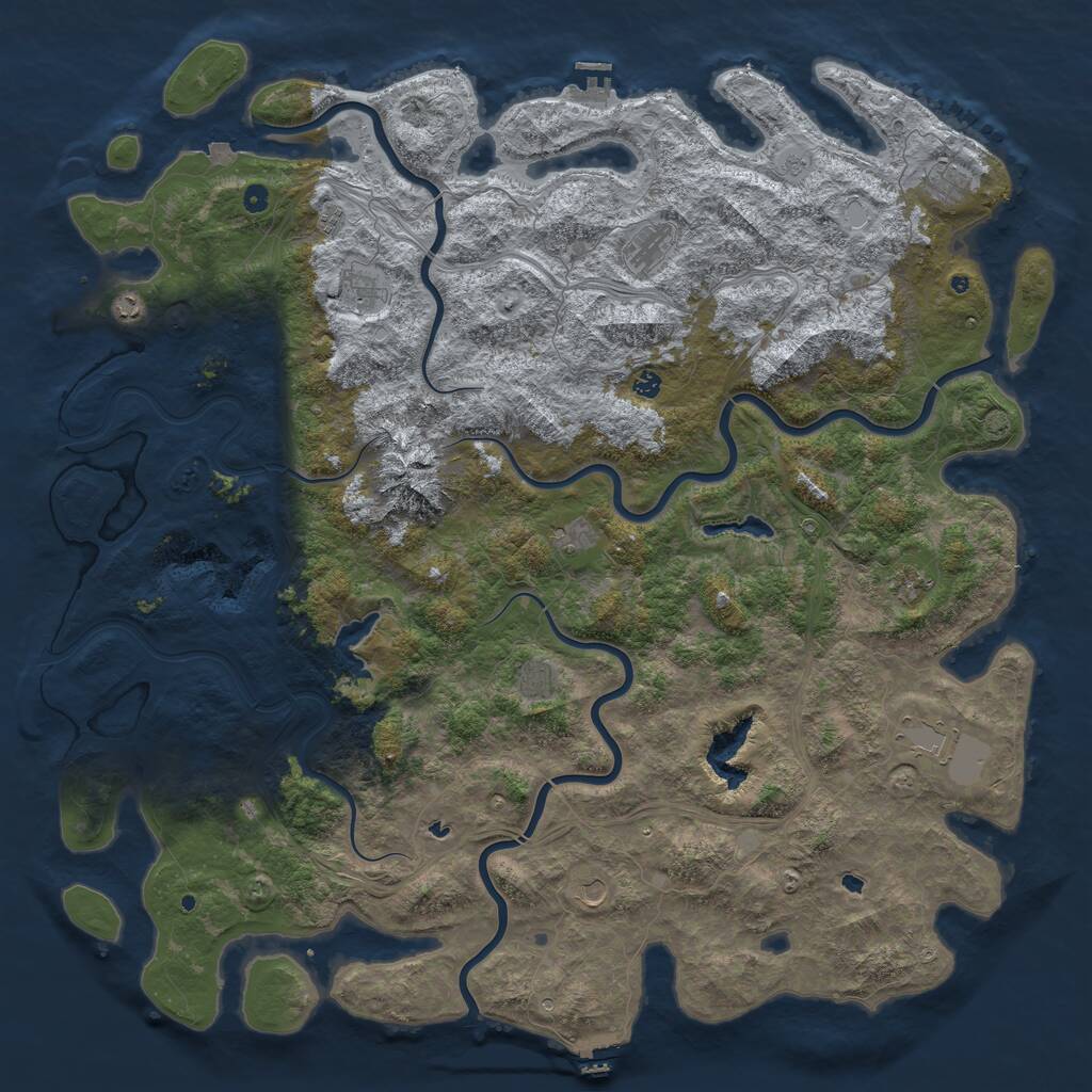 Rust Map: Procedural Map, Size: 6000, Seed: 48624862, 17 Monuments
