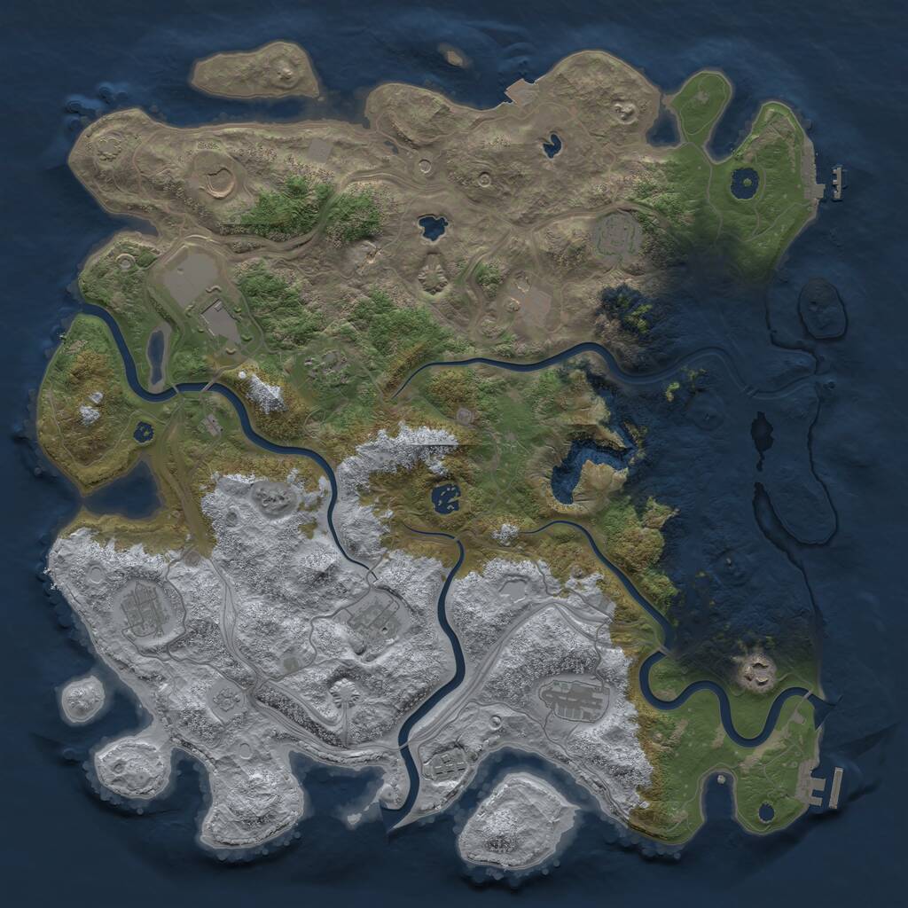 Rust Map: Procedural Map, Size: 4500, Seed: 1303868352, 17 Monuments