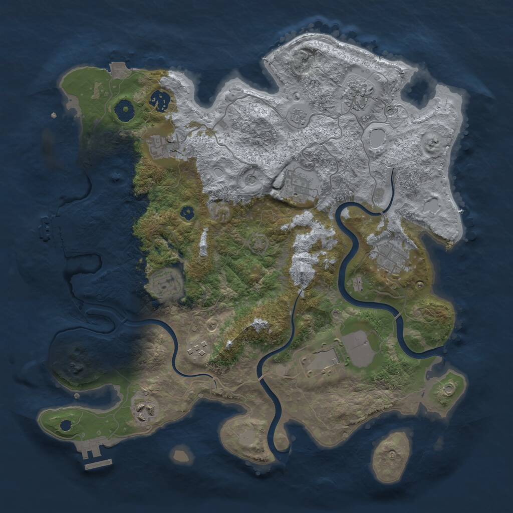 Rust Map: Procedural Map, Size: 3750, Seed: 896437190, 15 Monuments