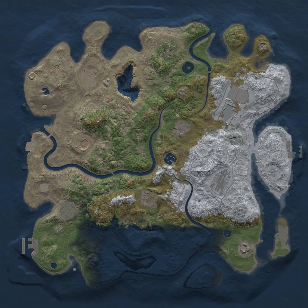 Rust Map: Procedural Map, Size: 4000, Seed: 929727836, 17 Monuments