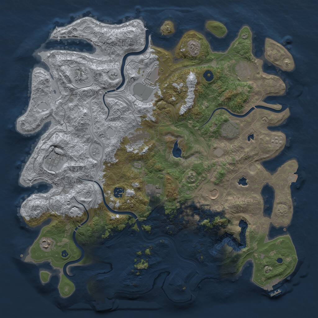 Rust Map: Procedural Map, Size: 4500, Seed: 1246953643, 17 Monuments