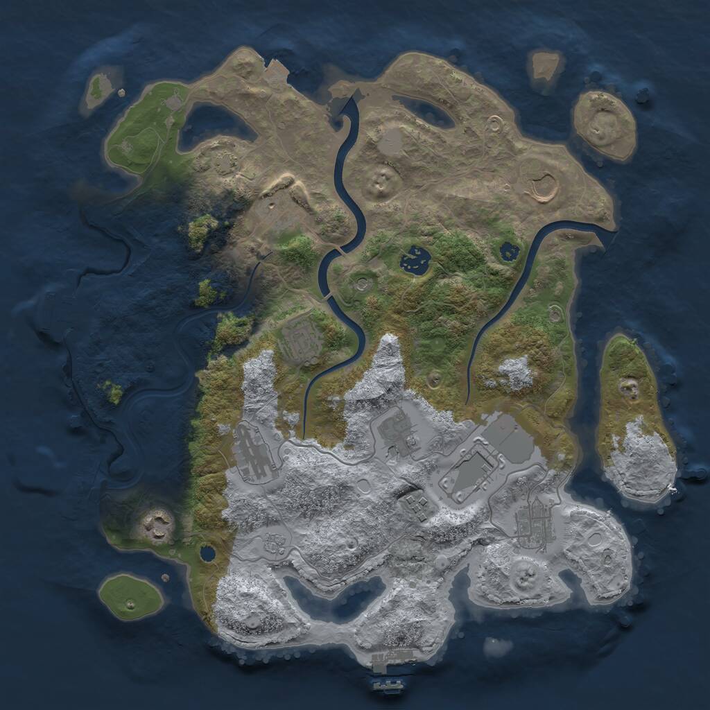 Rust Map: Procedural Map, Size: 3700, Seed: 1642051065, 16 Monuments