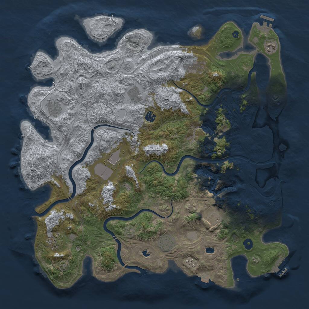 Rust Map: Procedural Map, Size: 4500, Seed: 793777167, 16 Monuments