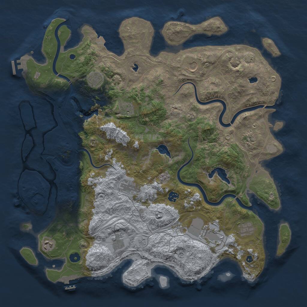 Rust Map: Procedural Map, Size: 4500, Seed: 206131559, 17 Monuments