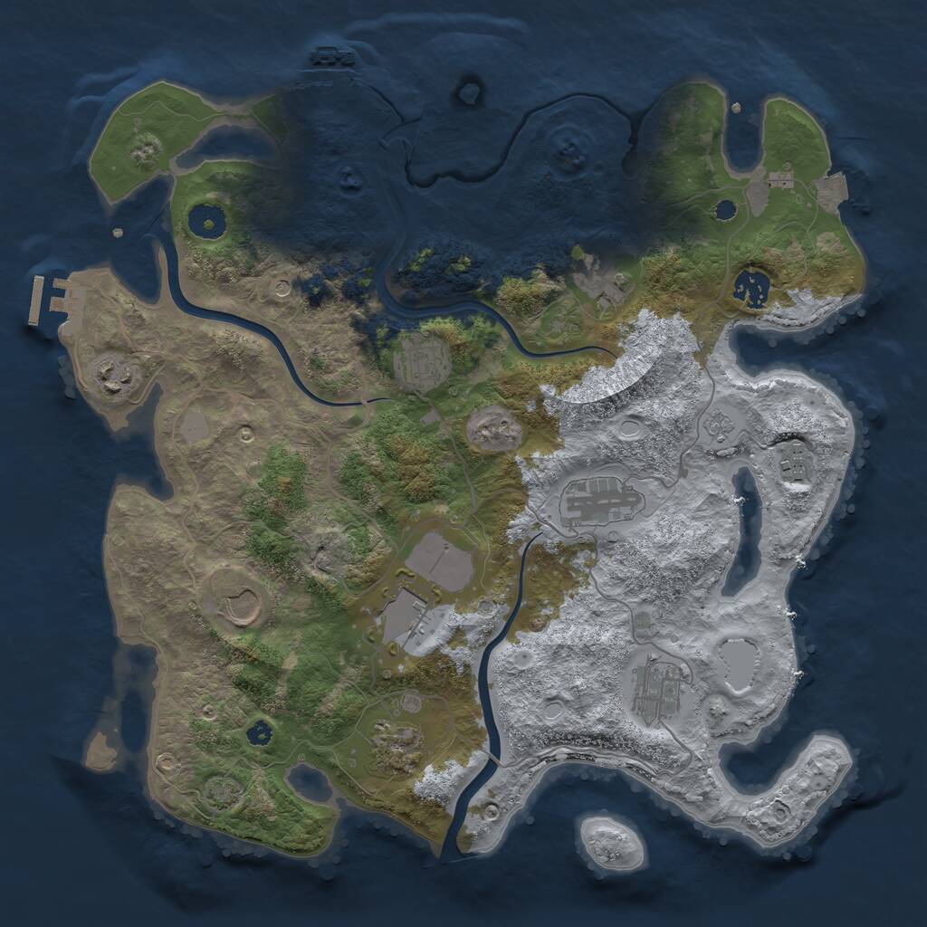 Rust Map: Procedural Map, Size: 3750, Seed: 1016734230, 16 Monuments