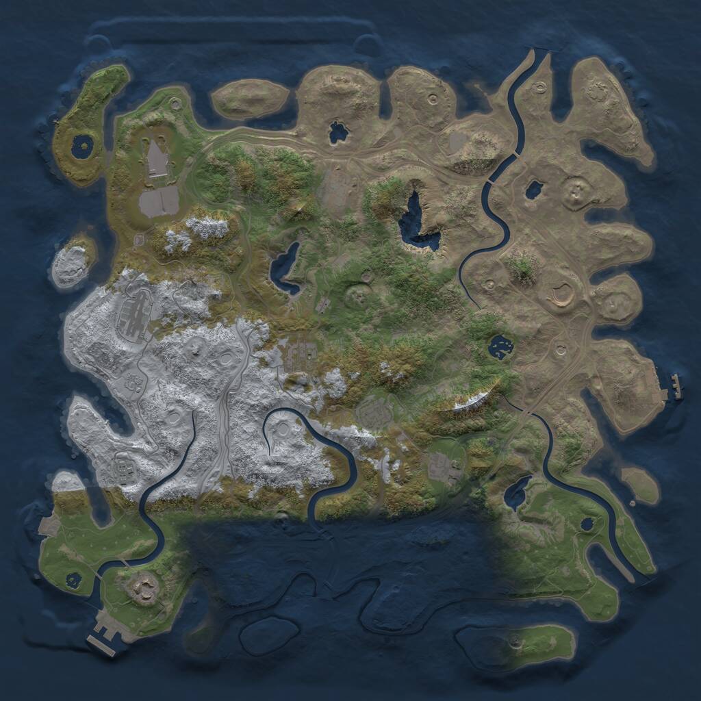 Rust Map: Procedural Map, Size: 4500, Seed: 1089319579, 16 Monuments